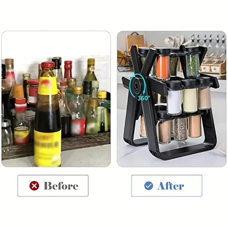 Rotatable 18-Can Spice Rack Organizer - 360° Ferris Wheel Style