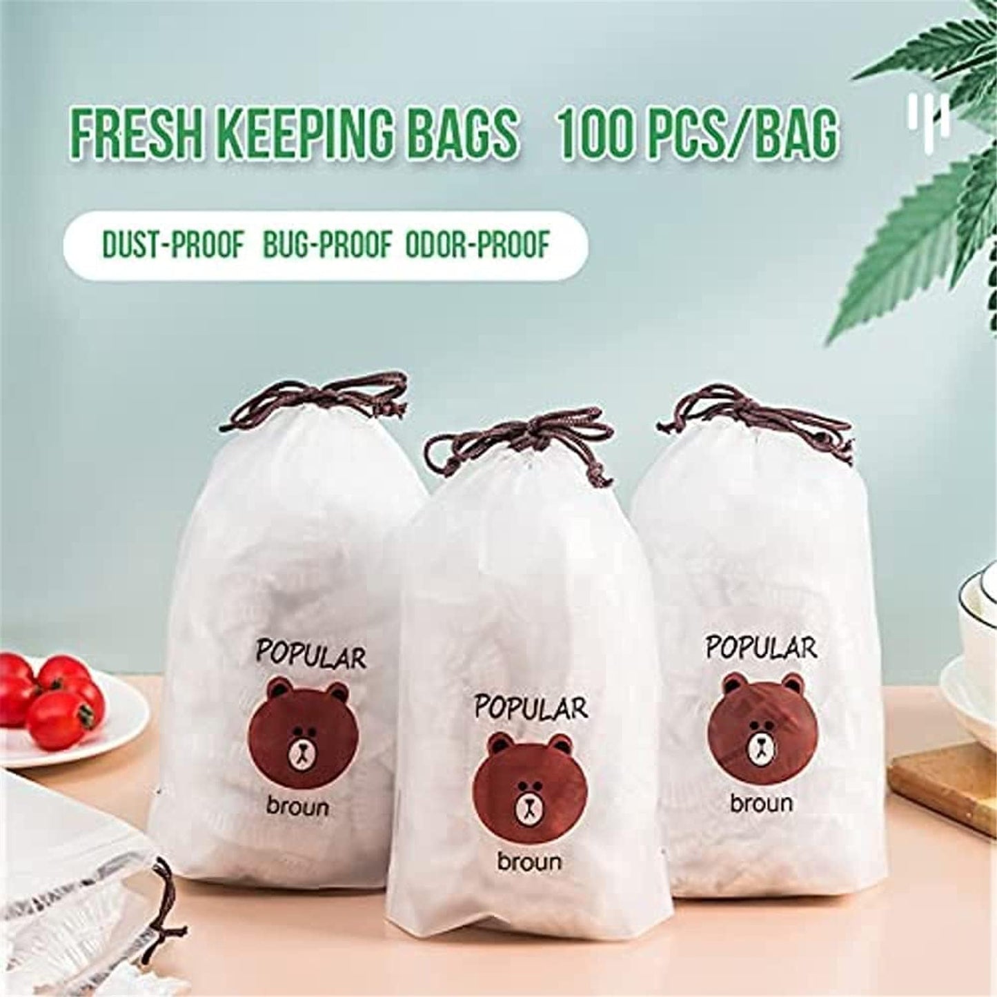 Reusable Elastic Food Storage Plastic Covers (Pack of 100)