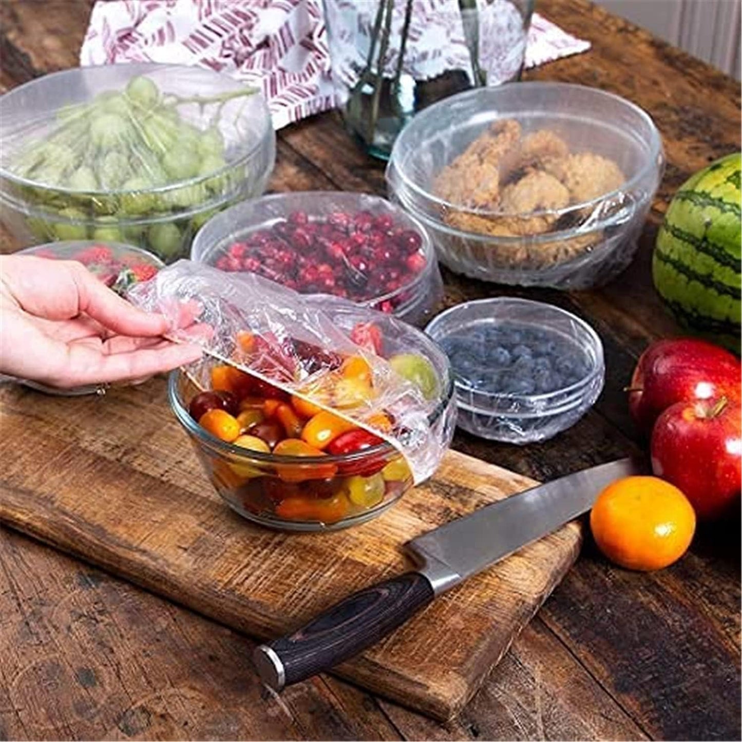 Reusable Elastic Food Storage Plastic Covers (Pack of 100)