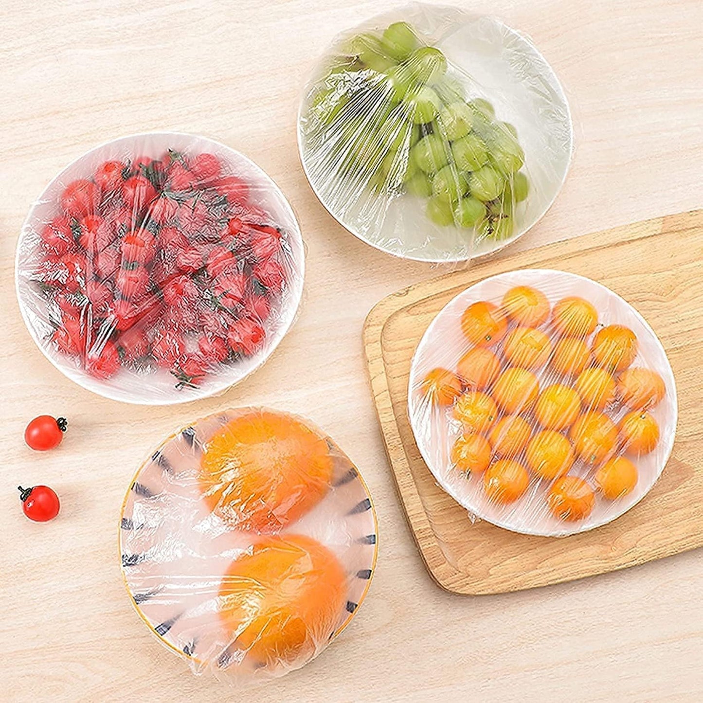 Reusable Elastic Food Storage Plastic Covers (Pack of 100)