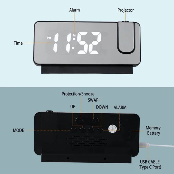 Mirror Wall Projection Alarm Clock-70% Off