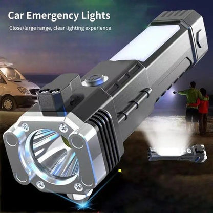 Multifunctional Tactical Flashlights with Power Bank & Safety Hammer