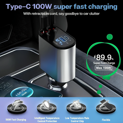 RETRACTABLE SUPERFAST | CAR CHARGER (31 INCH, 120W)