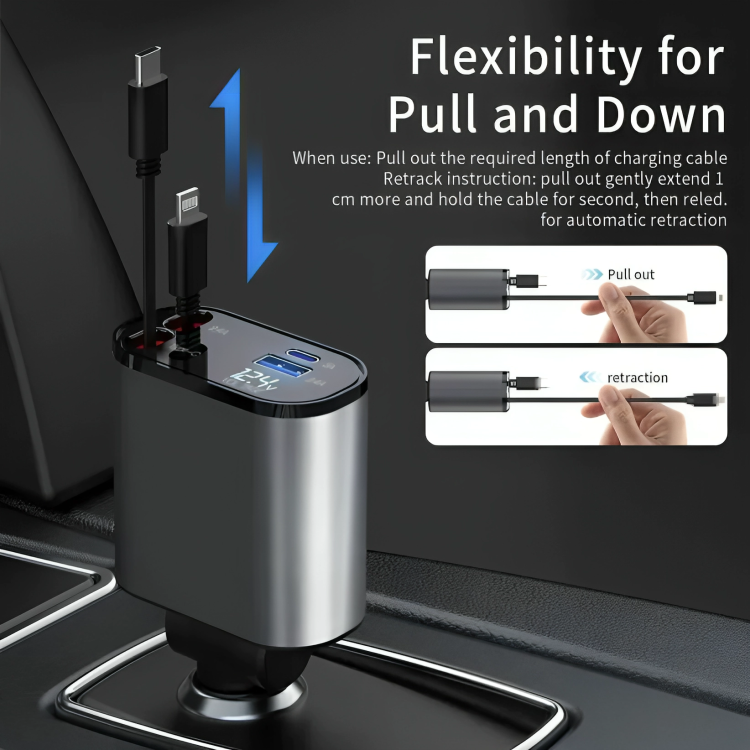 RETRACTABLE SUPERFAST | CAR CHARGER (31 INCH, 120W)