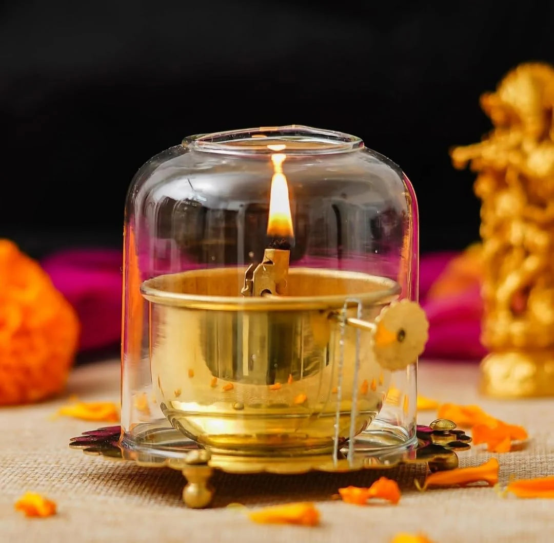Shree Akhand Jyot Diya & Cover - Brass (पीतल) - PACK of 2- Premium Quality  ✅ | BUY1 GET1 - LAST DAY OFFER 🔥