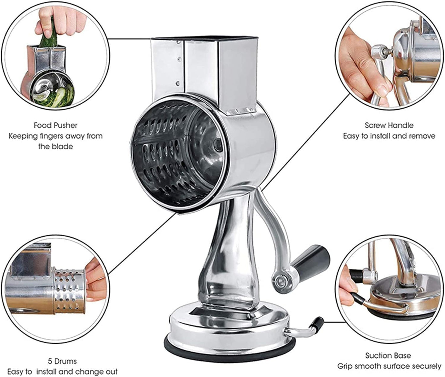 Stainless Steel Manual Grater Machine (KADU KASH)