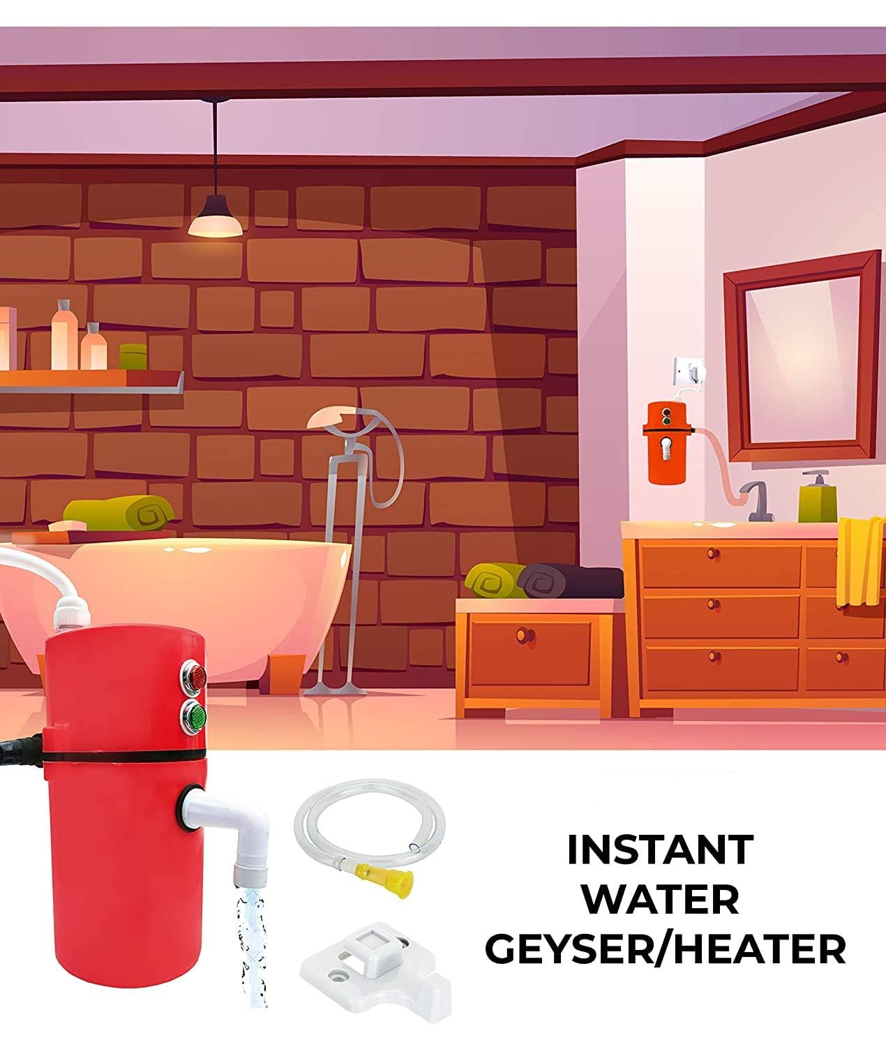 Instant Electric Portable 1L Geyser" v2.0 with 1 Year Warranty (Tested & ISI Certified)