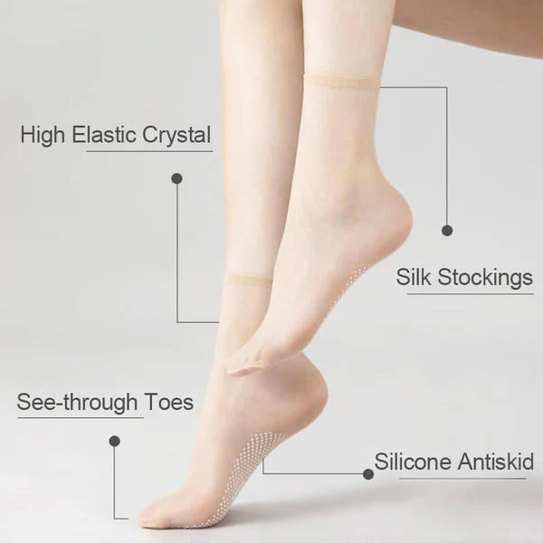 Non-slip and invisible crystal silk socks(Pack of 4)