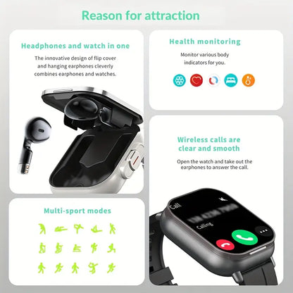 Smart Watch with Built-in Earbuds 4k Display