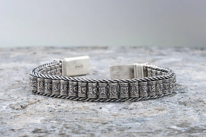 Buddhist Prayer Silver Wheel Bracelet