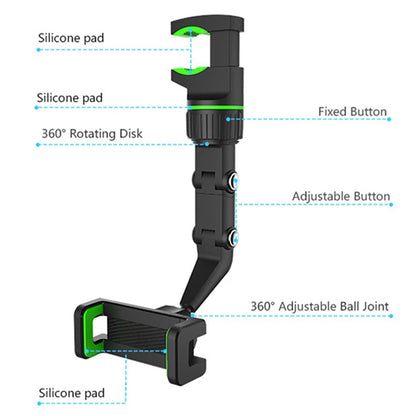 Multifunctional Rearview Mirror Phone Holder- 25% OFF